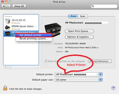 hp photosmart printer offline error