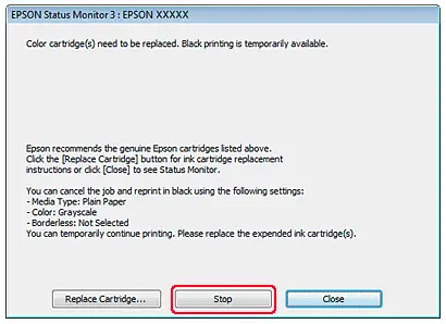 how to print in black and white epson