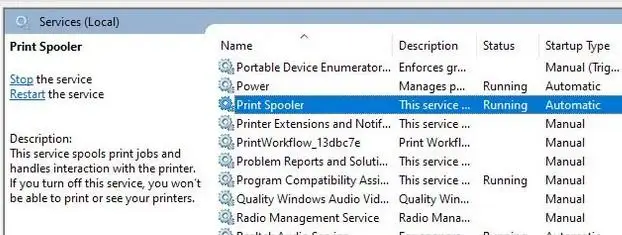 restart print spooler windows 7