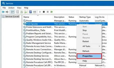 print spooler service is not running