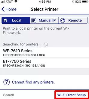 wifi direct iphone to printer