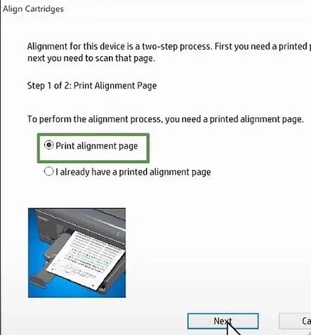 hp printer alignment recommended