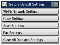 factory reset epson printer