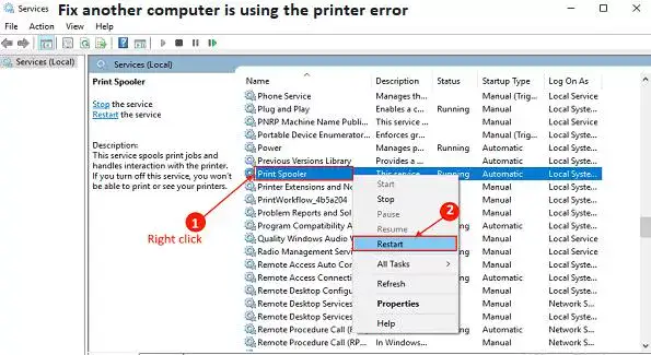 how to restart printer spooler
