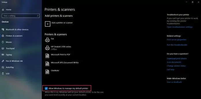 Set Default Printer in Windows 10