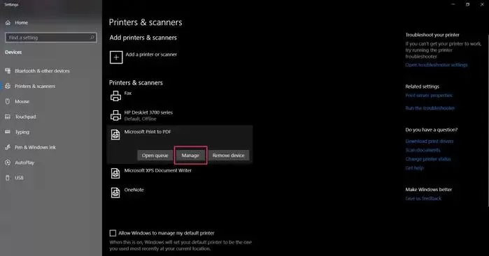 Set Default Printer in Windows 10