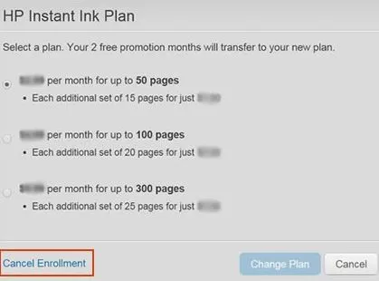how to turn off instant ink on hp printer