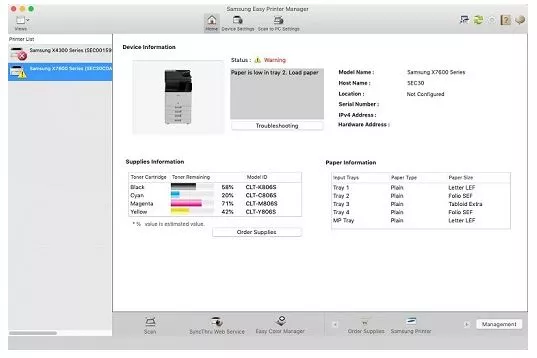 samsung printer manager mac