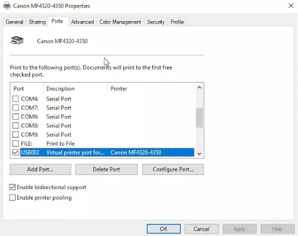 change printer ports windows 10