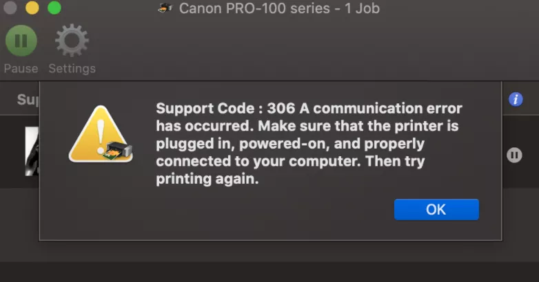 Fix a Canon Printer Error Code 306