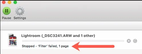 Epson Printer Filter Failed or Stopped on Mac Error