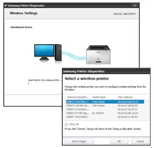 how to change wifi connection on samsung c1860 printer