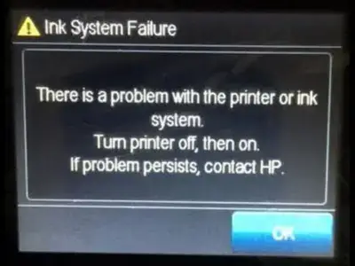 HP printer E9 error code - ink system maintenace