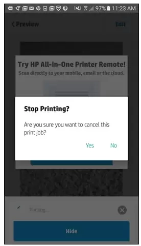 how to cancel print job on hp