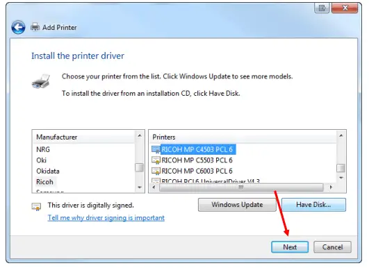 install ricoh printer